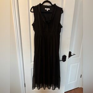 Sleeveless Black Maxi Dress with Ruffle Trim (NWOT)